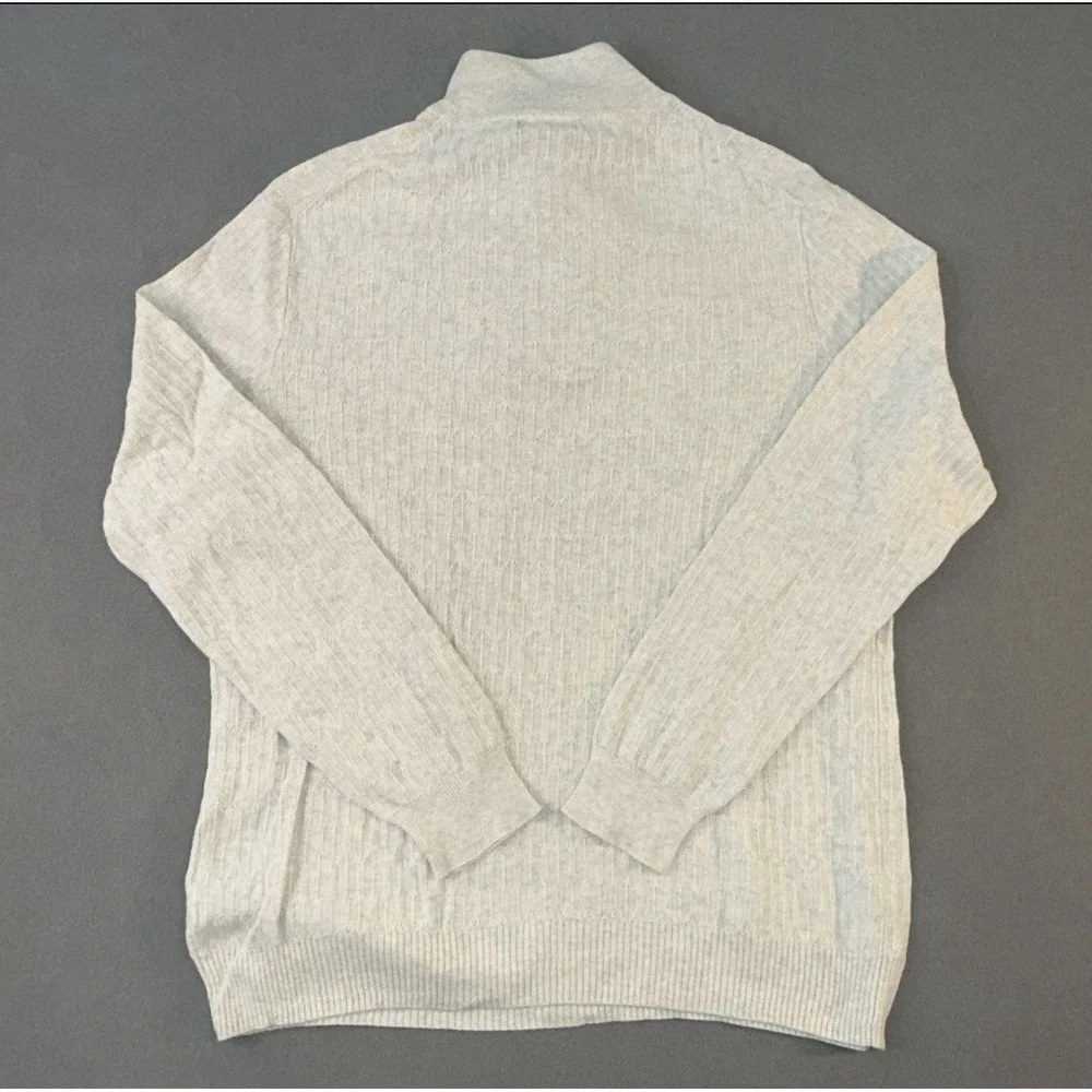 Men's Tasso Elba 1/4 Zip & Button 100% Supima Cotton Sweater Beige Size L